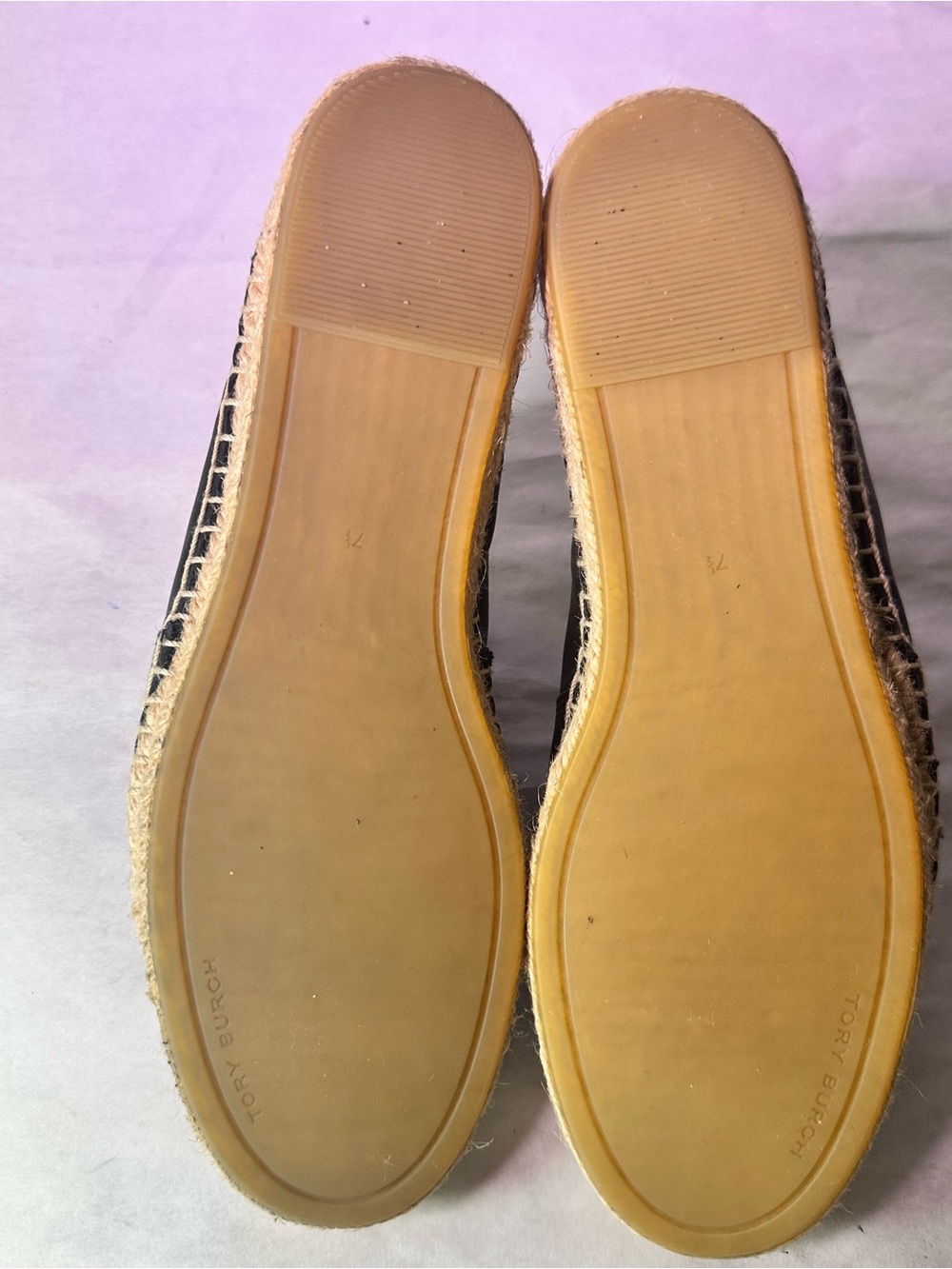 Tory Burch Black Leather Espadrille-Trim Loafer - Picture 11 of 16